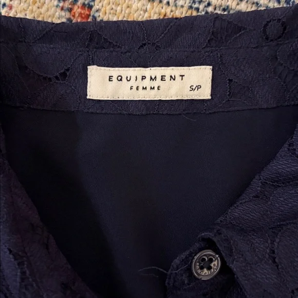 Equipment Brett Lace Shirtdress in Navy SZ S EUC - Picture 4 of 6